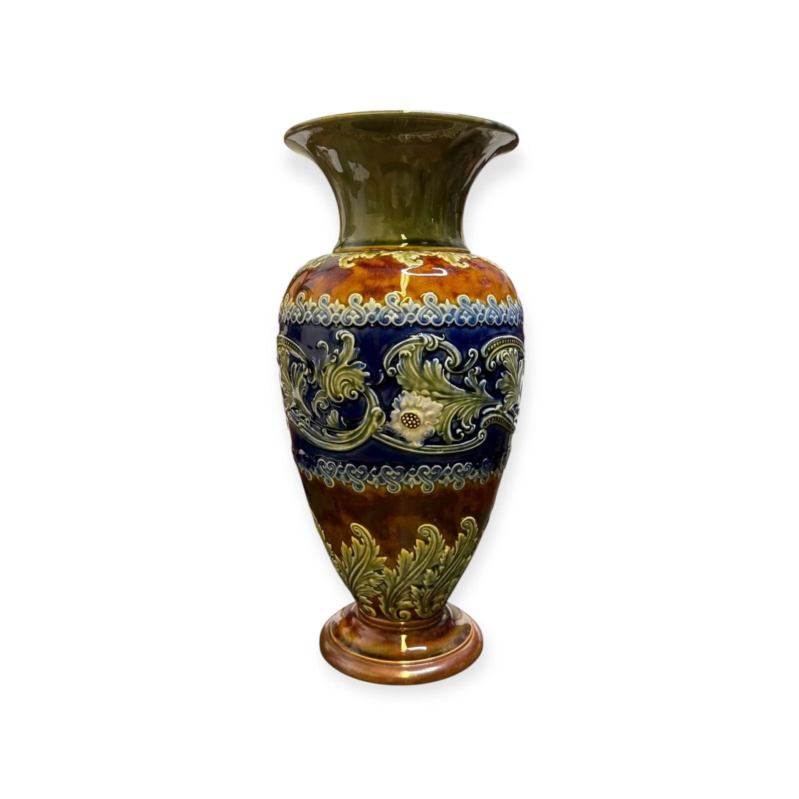 Royal Doulton Lambeth Revival Vases (Pair) Decorated By Elizabeth Pepper 2001 photo Home Decor