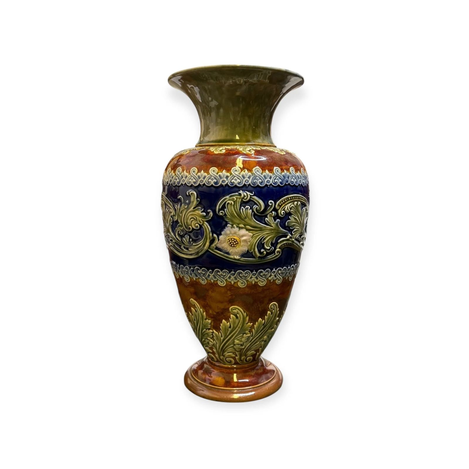 Royal Doulton Lambeth Revival Vases (Pair) Decorated By Elizabeth Pepper 2001 photo buy