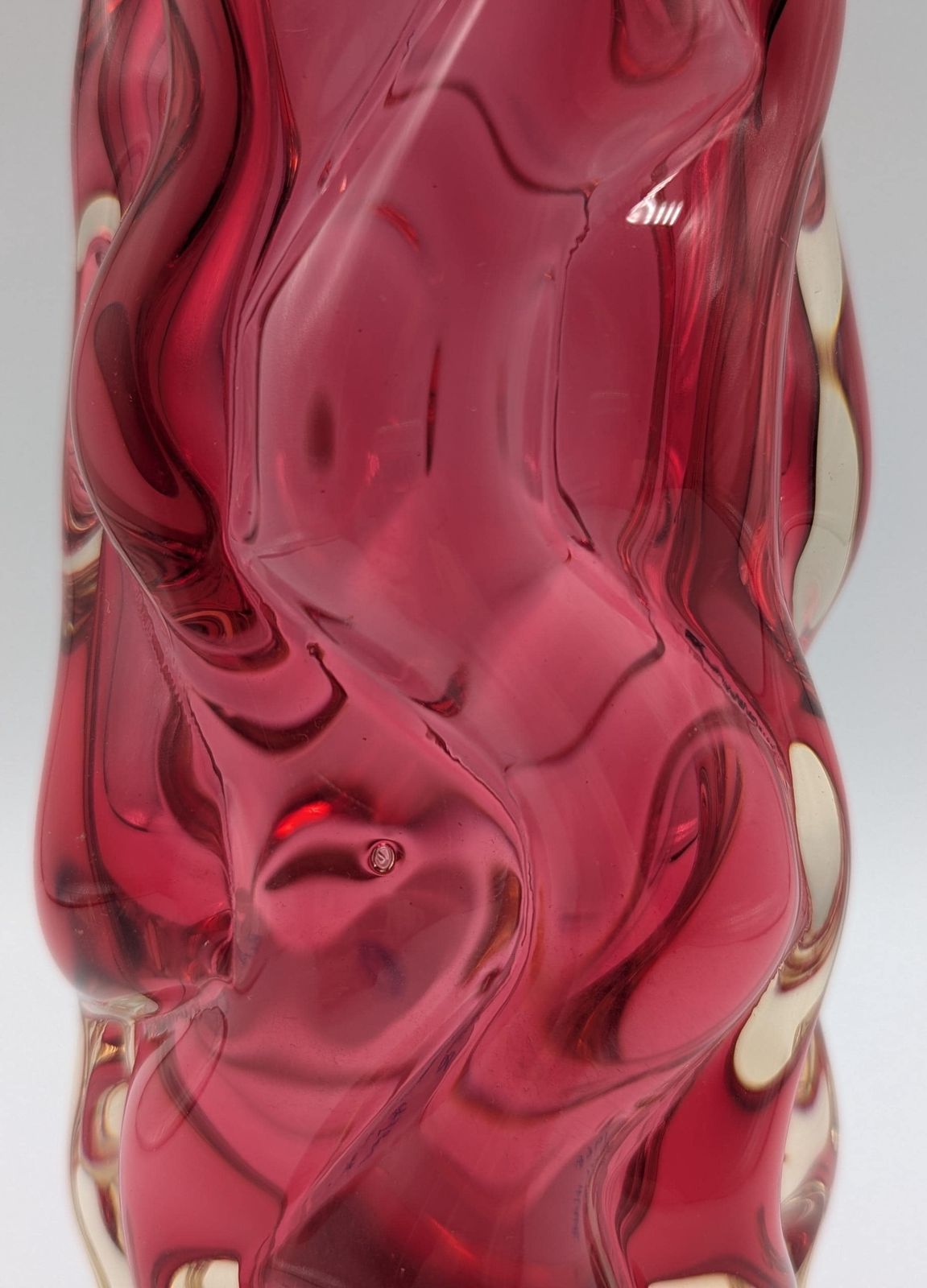 Vintage Czech Sommerso Brain Vase – Pink Red Glass – Pavel Hlava – Mid Century Art photo furniture