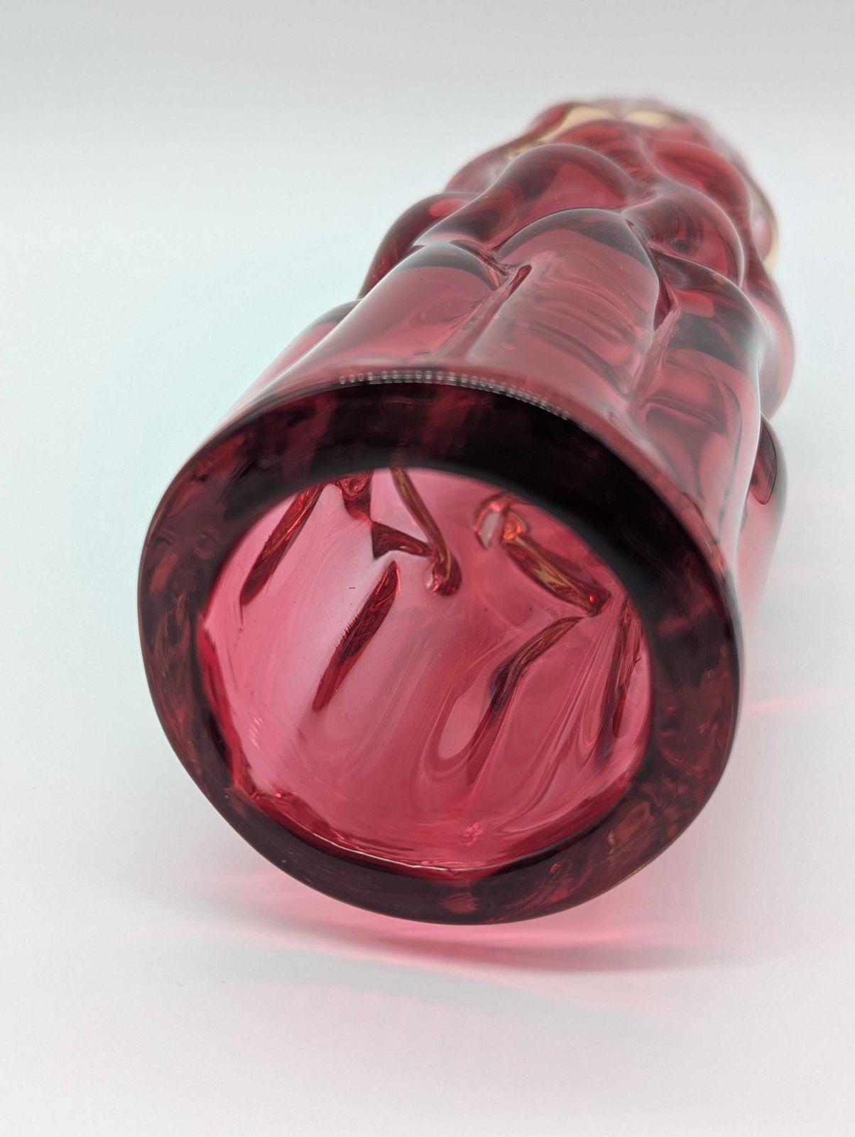 photo for sale Vintage Czech Sommerso Brain Vase – Pink Red Glass – Pavel Hlava – Mid Century Art