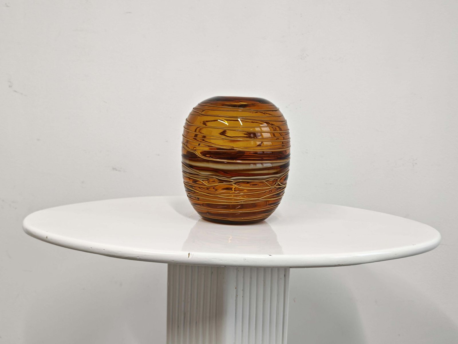 Mid Century Murano Glass Vase In Amber Glass By Fulvio Bianconi For Venini photo buy