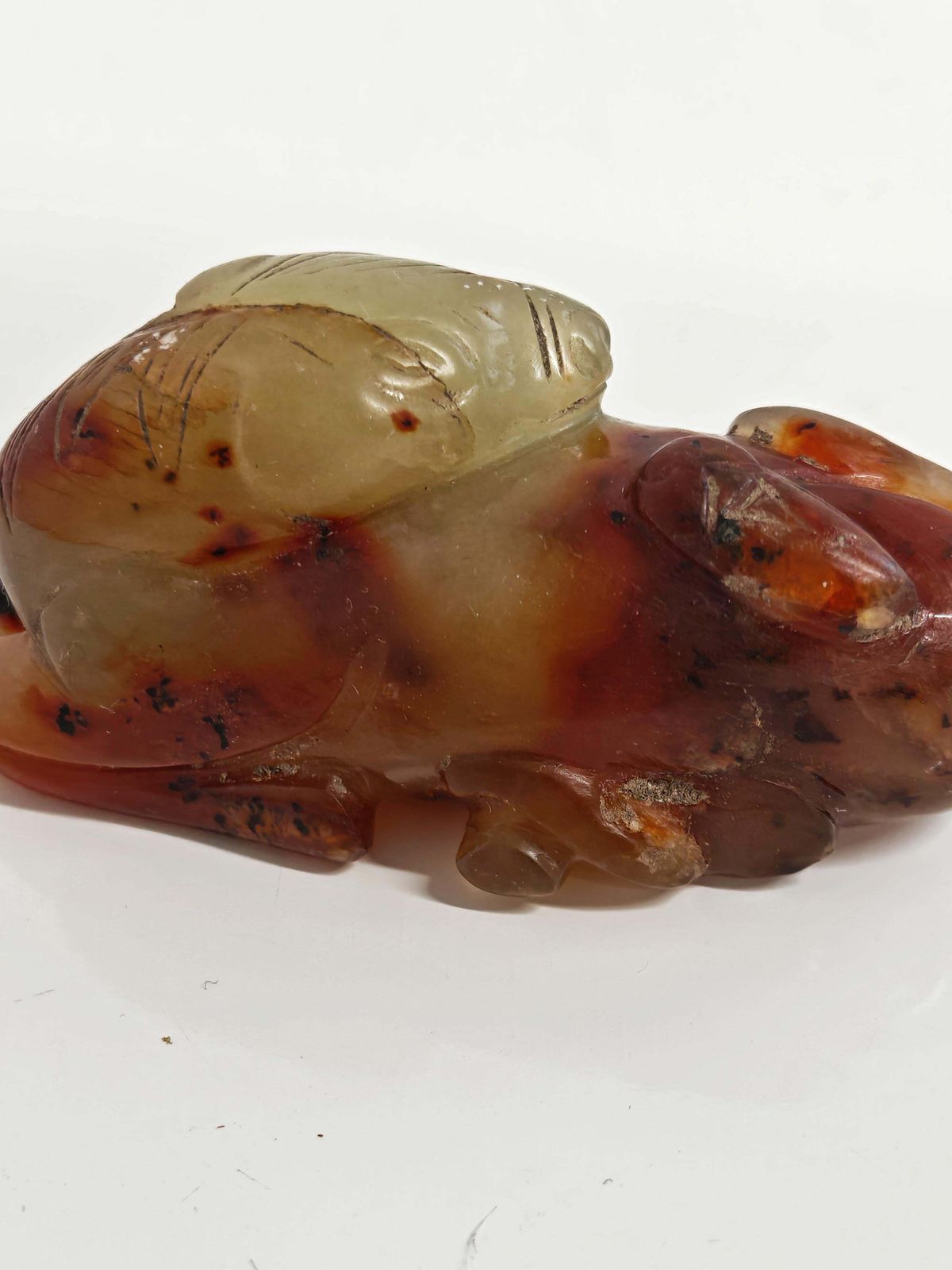 Art Antique Hand Carved Deer Figurine In Agate Stone, China 19th Century photo