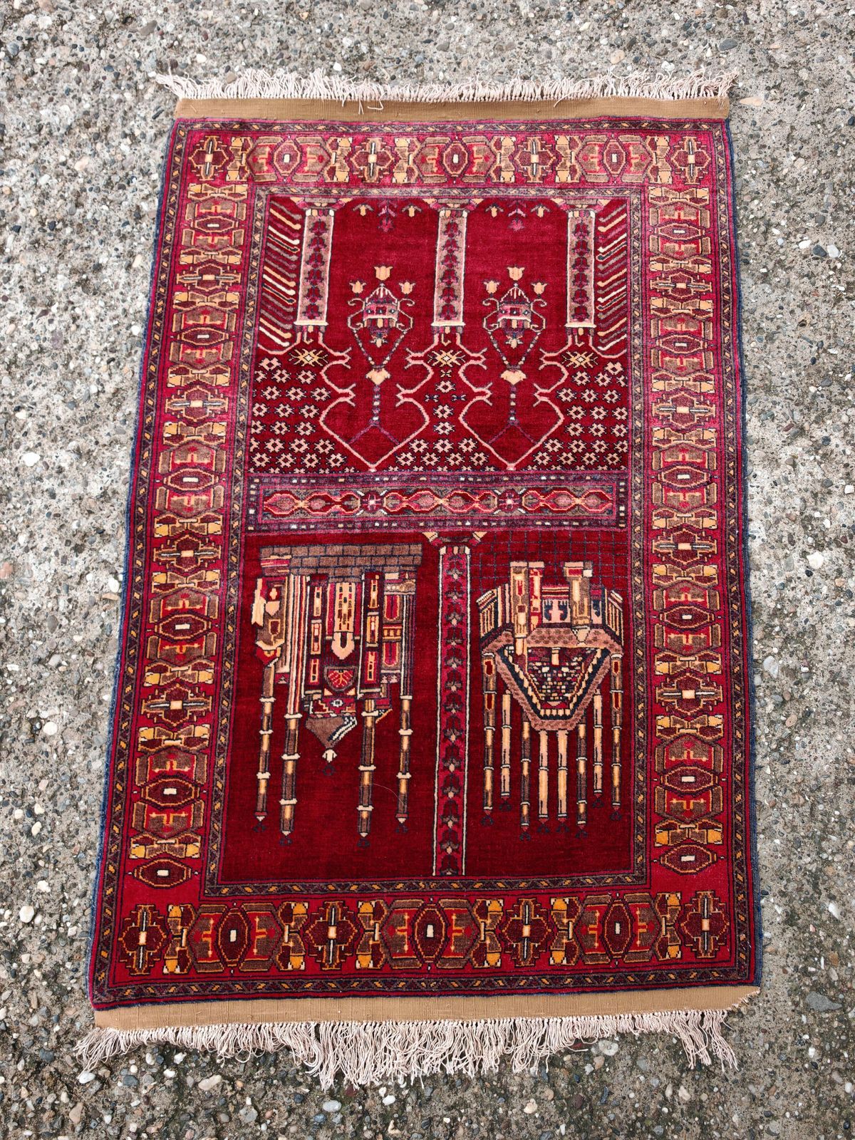1000.0 Vintage Aghan Baluch Prayer Rug With Islamic Motifs, Hand Knotted In Afghanistan photo