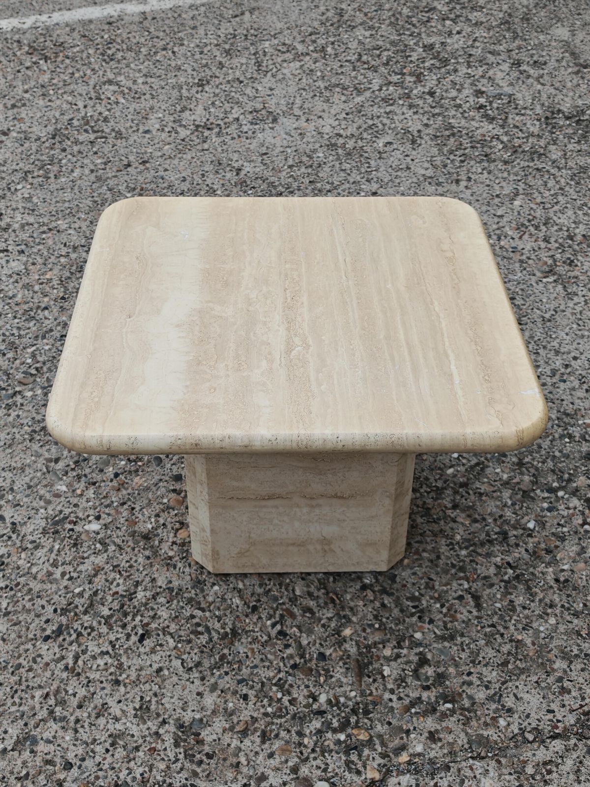 Mid Century Modern Square Shaped Coffee Table In Travertine, Italy 1970s photo for sale