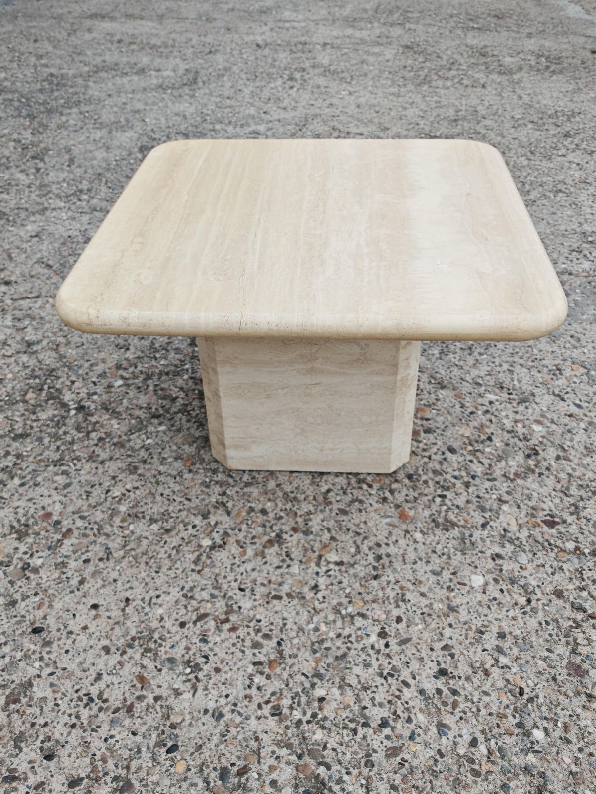 Mid Century Modern Square Shaped Coffee Table In Travertine, Italy 1970s photo buy