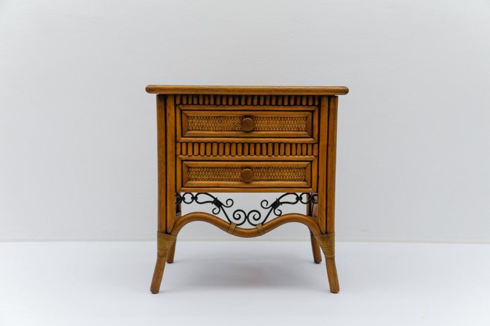 Italian Rattan And Wrought Iron Commode, 1970s, Set Of 2 photo 788.0