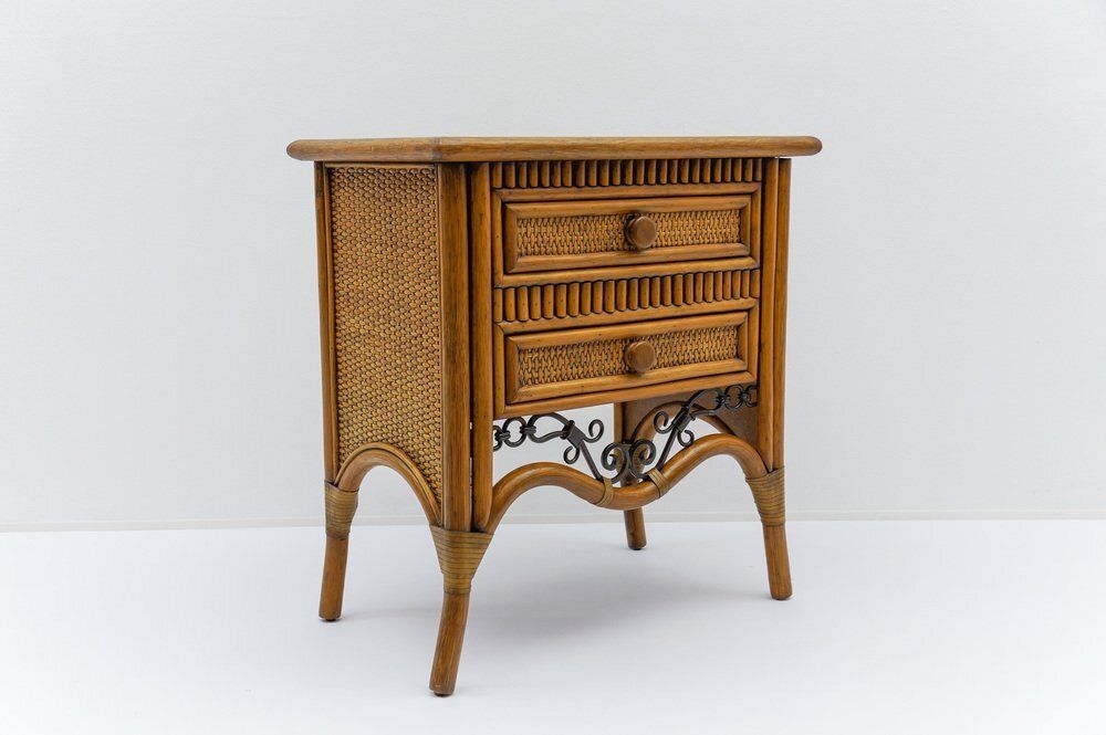 Italian Rattan And Wrought Iron Commode, 1970s, Set Of 2 photo vinterior