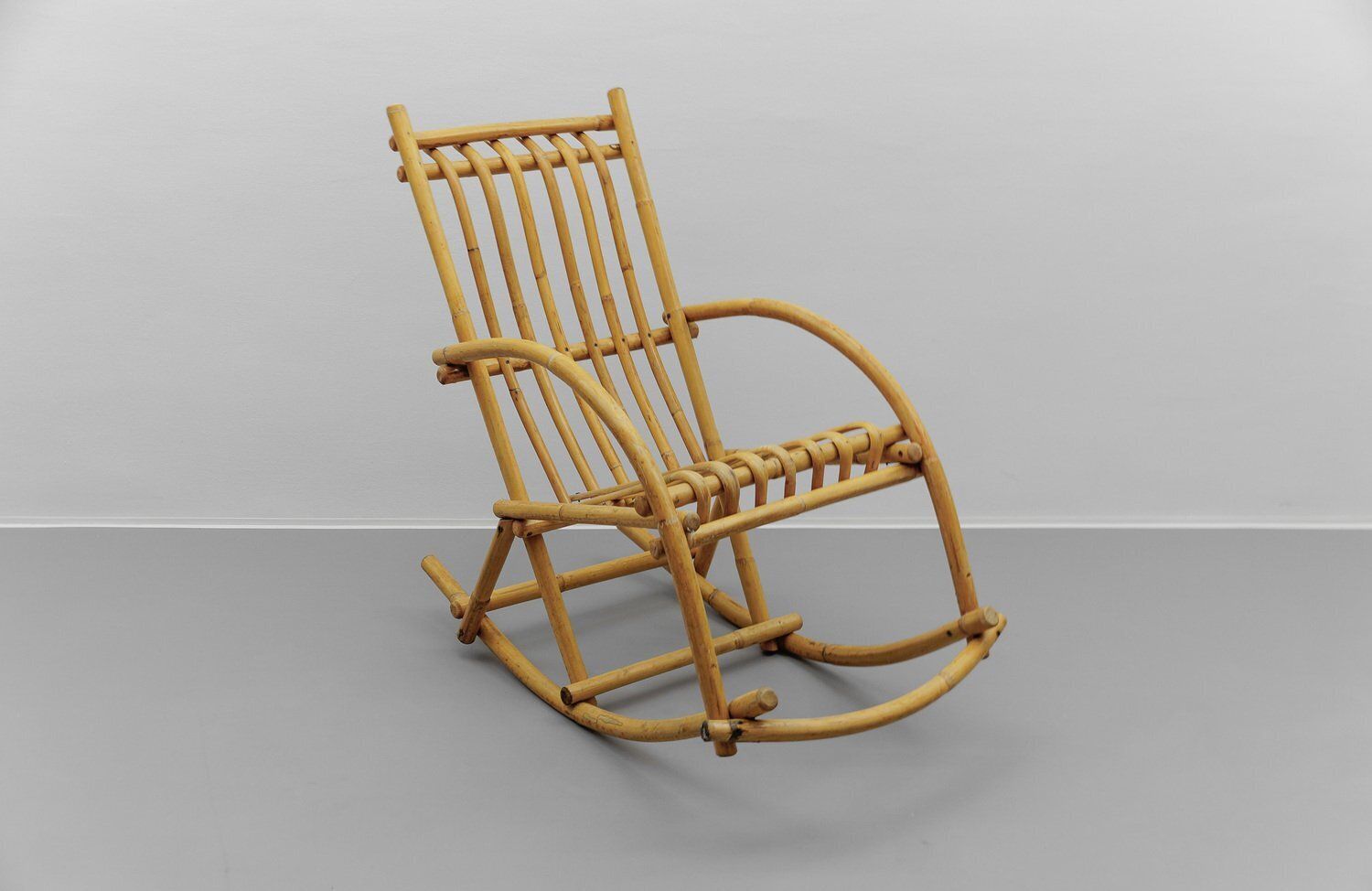 Mid Century Modern Rattan And Bamboo Rocking Chair, 1960s photo furniture
