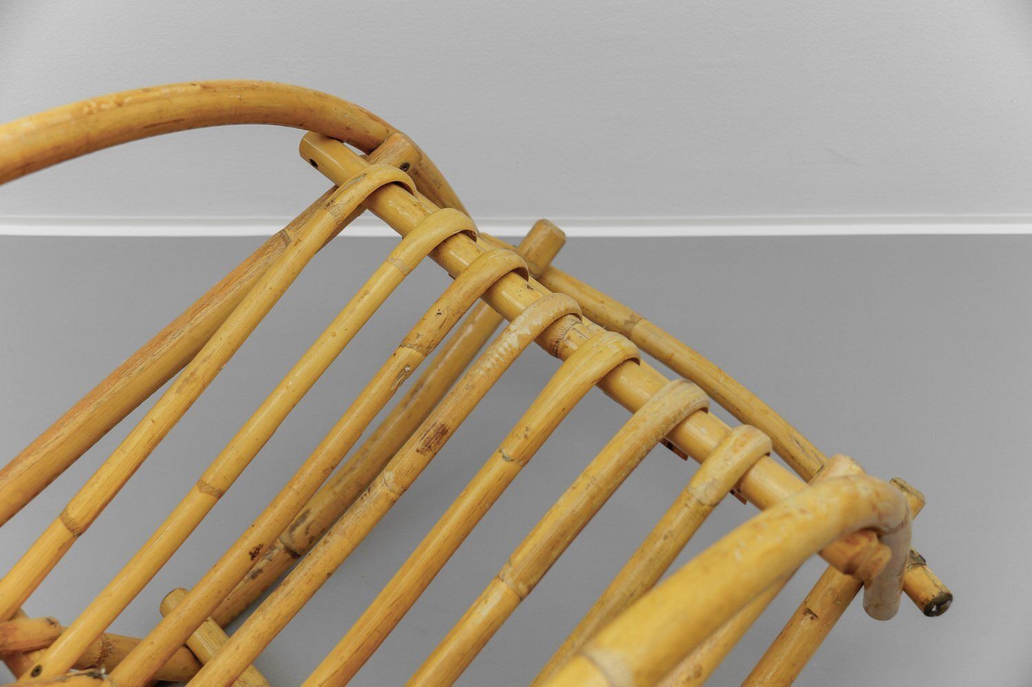 Mid Century Modern Rattan And Bamboo Rocking Chair, 1960s photo vintage