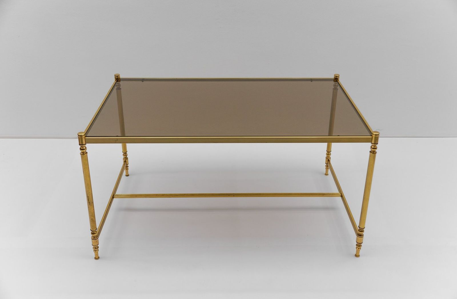 Square Gilt And Smoked Glass Coffee Table In The Style Of Chiavari, 1970s photo for sale