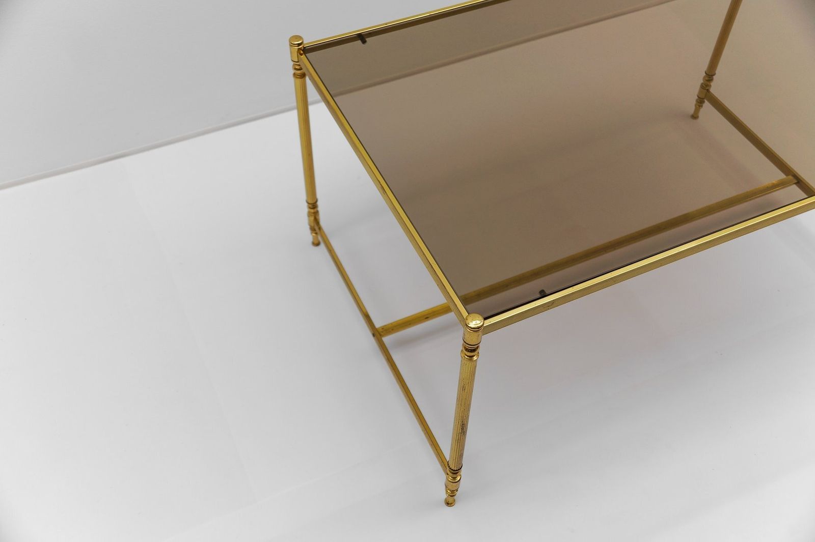 Square Gilt And Smoked Glass Coffee Table In The Style Of Chiavari, 1970s photo vintage