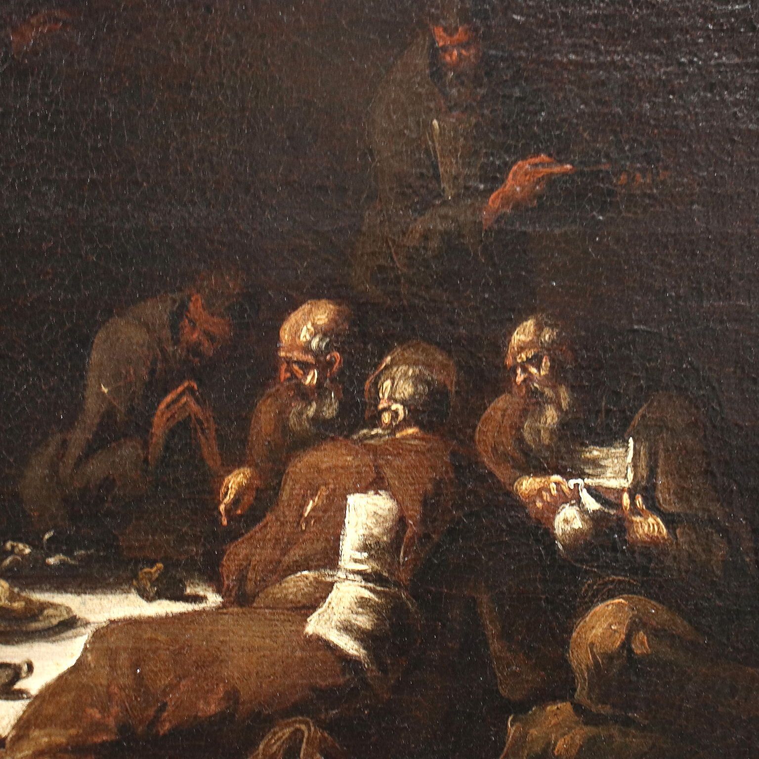 The Monk's Lunch Oil On Canvas Genoese School Italy XVIII C photo Art