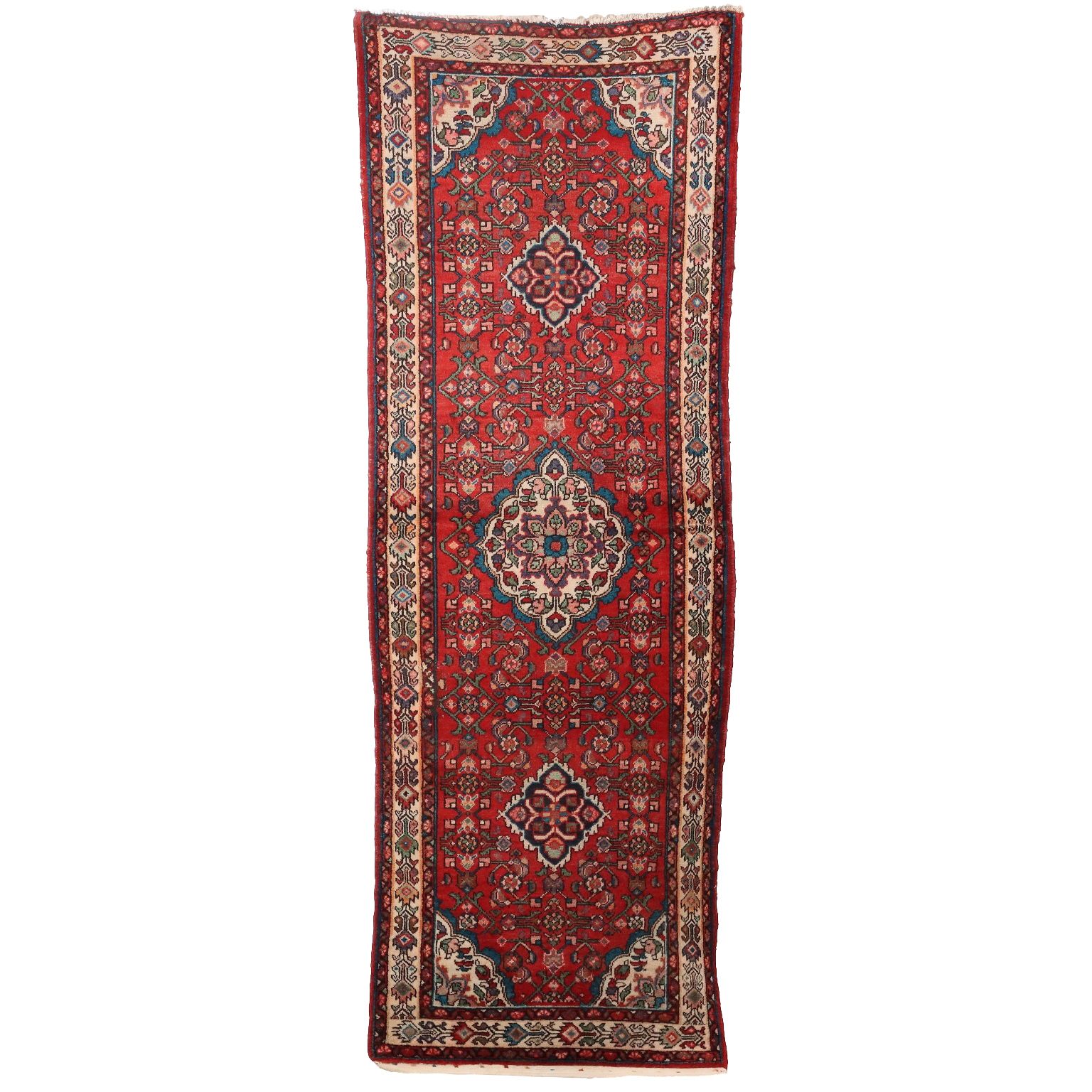 Antique Asian Carpet Cotton Wool Heavy Knot 116 X 41 In