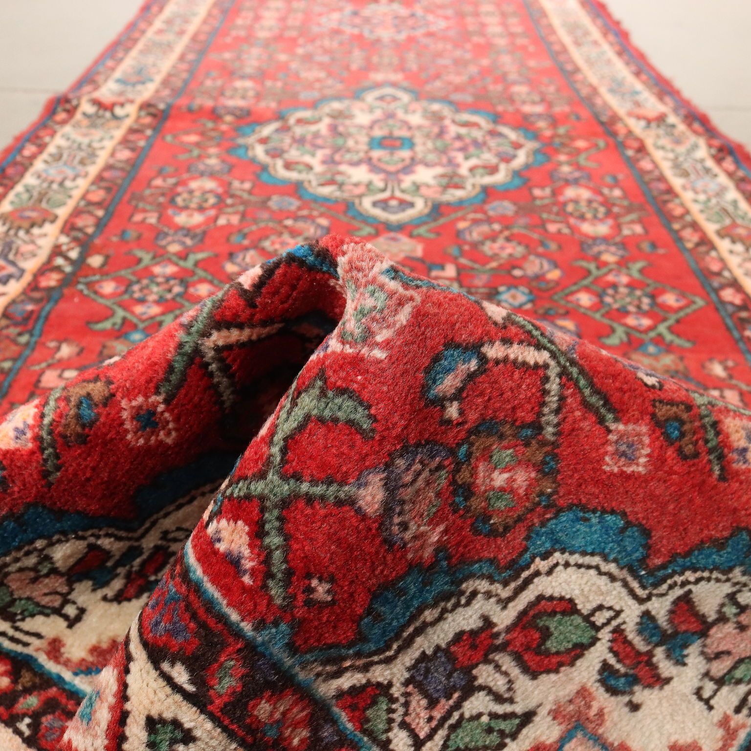 photo furniture Antique Asian Carpet Cotton Wool Heavy Knot 116 X 41 In
