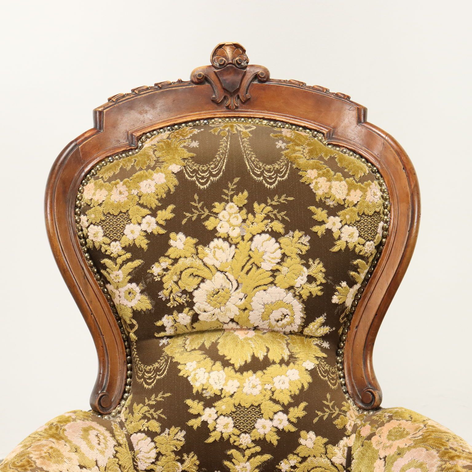 Antique Armchair Umbertino Walnut Fabric Italy XIX Century photo Furniture