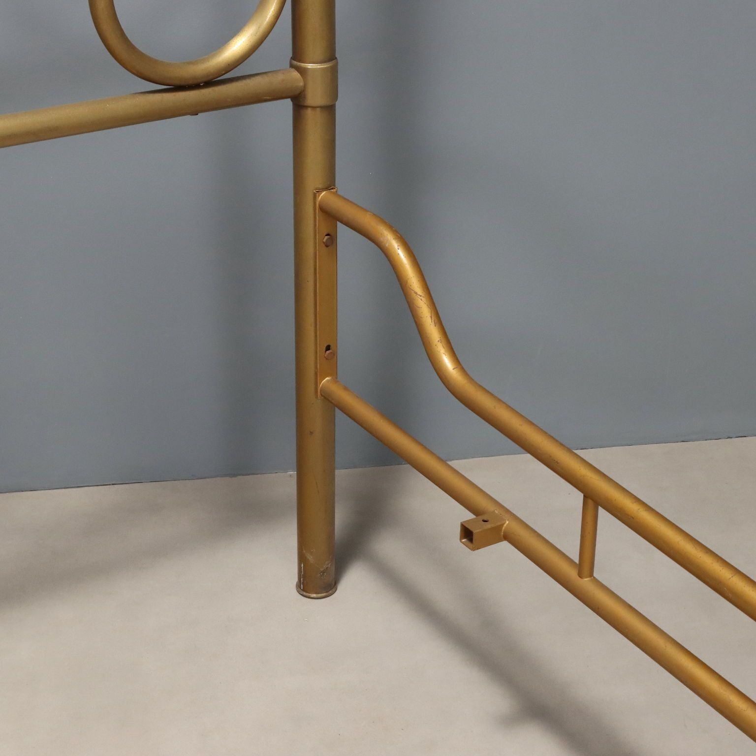 Antique Double Bed Brass Decorations Italy XX Century photo vintage