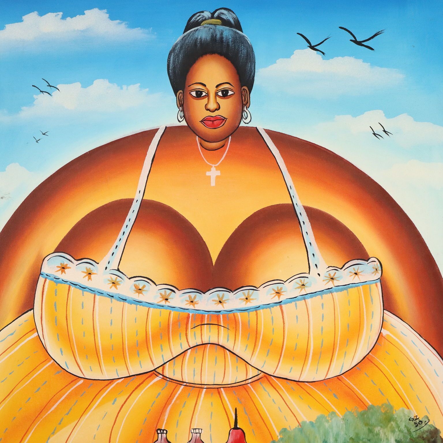 African Naive Painting The Medical Herb Seller XX Century photo for sale