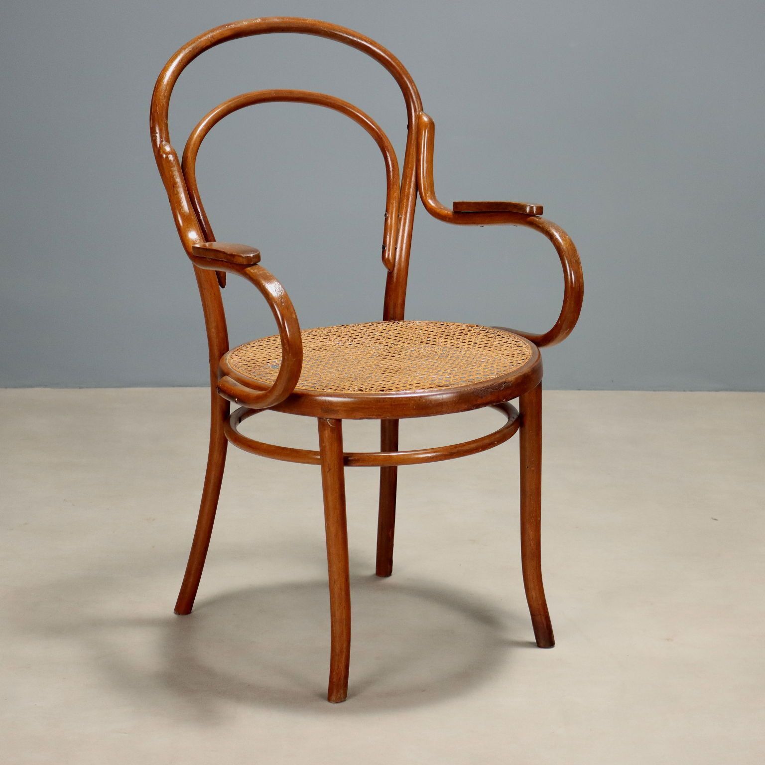 Antique Thonet Armchair Beech Vienna Straw XIX Century