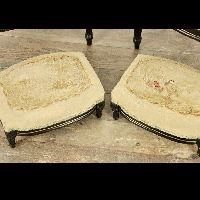 Fine Pair Of 19th Century French Armchairs And Footstools photo for sale