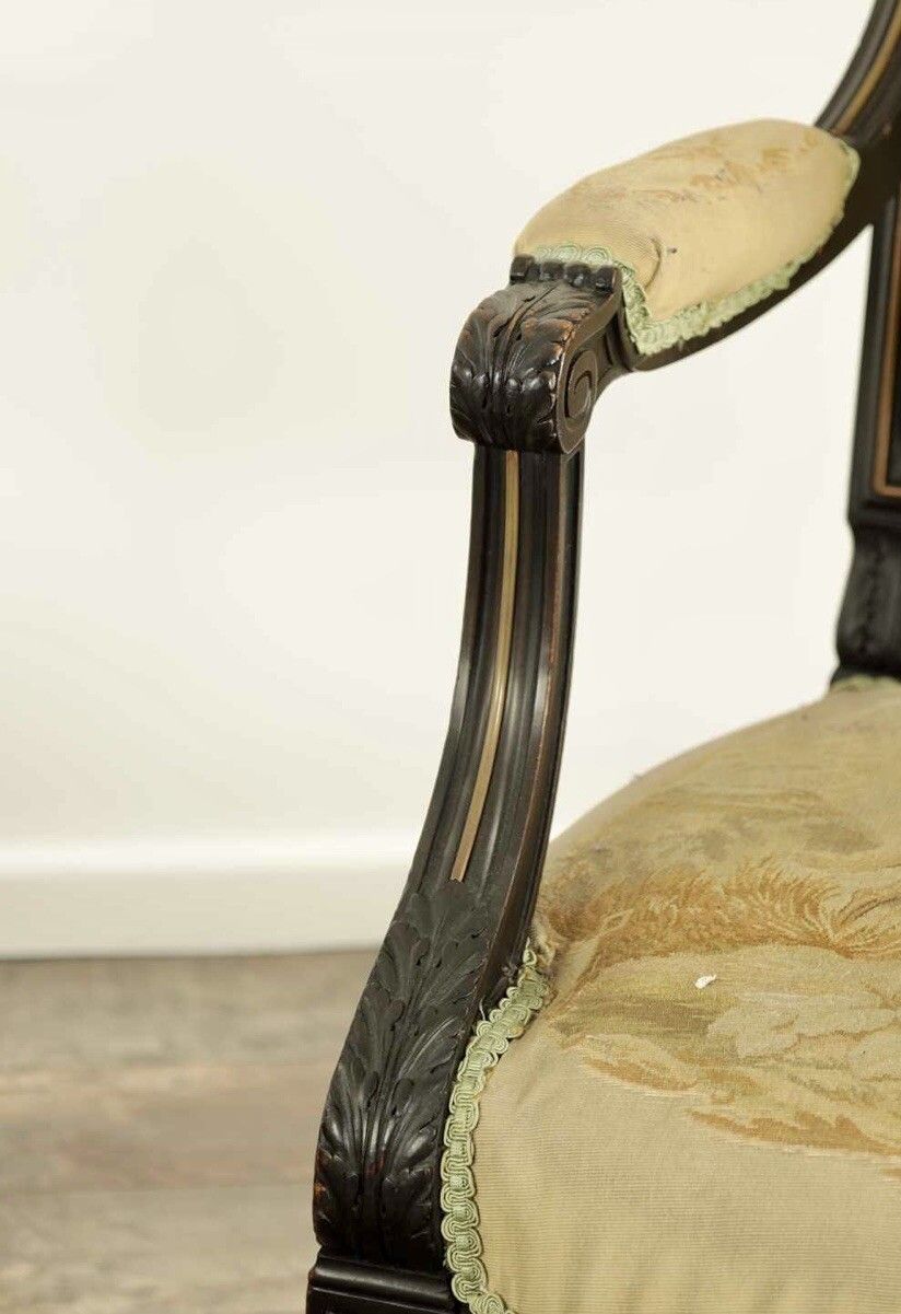 Fine Pair Of 19th Century French Armchairs And Footstools photo vintage