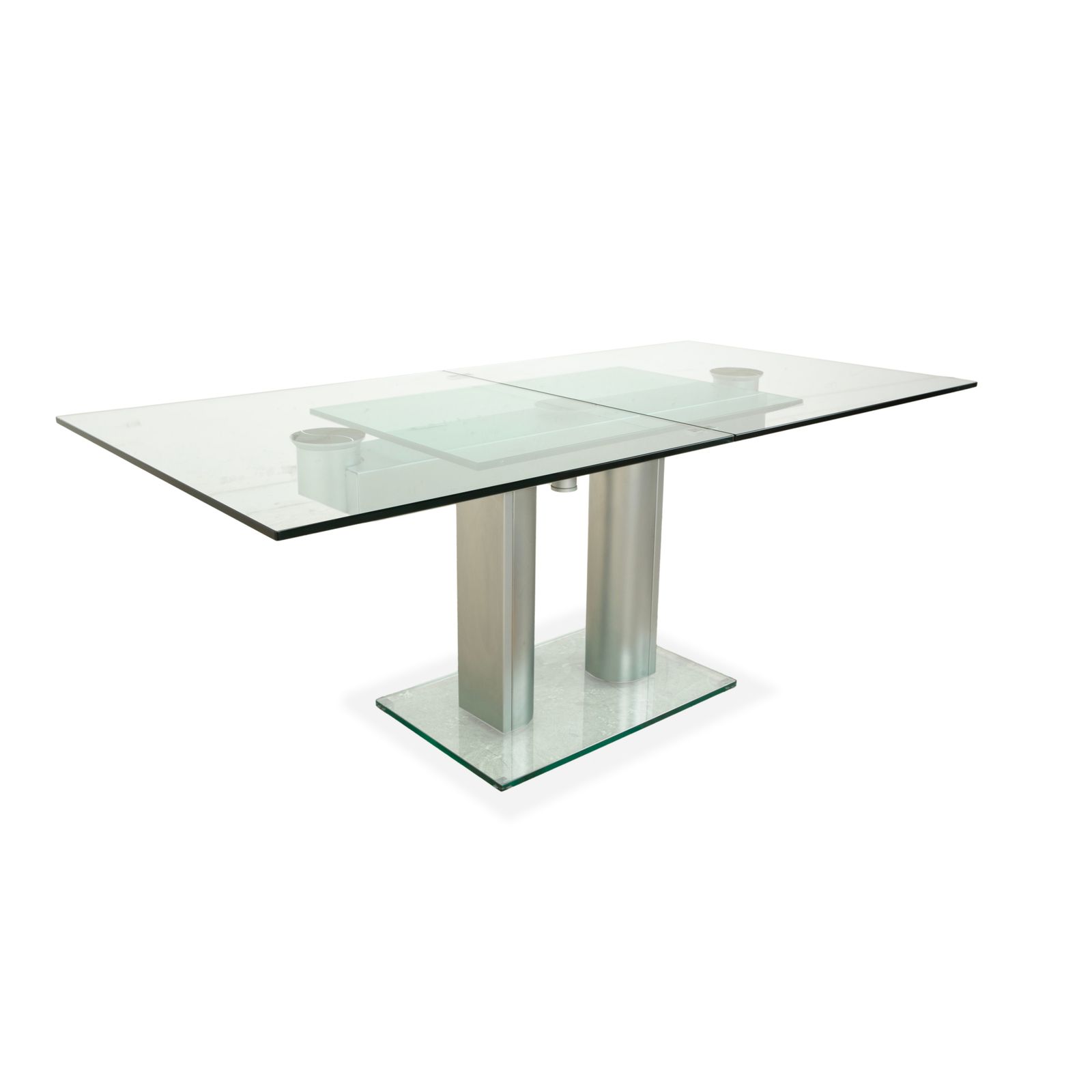 Bacher Nabucco. Glazen Eettafel, Zilver, Uitschuifbaar, Eetkamer, 190/250 X 95 Cm photo for sale