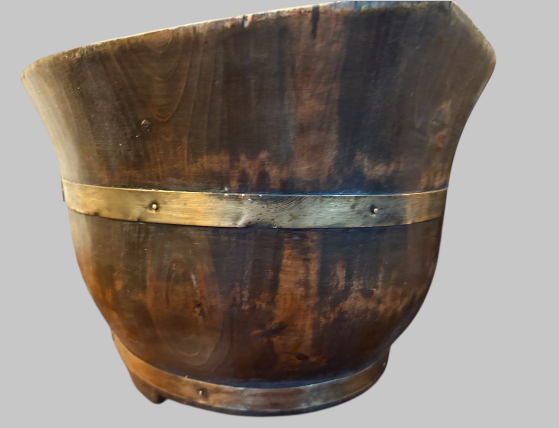 Coopered Wooden Planter / Small Barrel Tub (20th Century) photo for sale