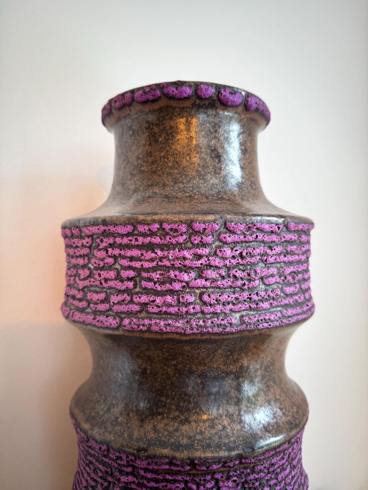 Vintage Scheurich West Germany Pagode Xxl Ceramic Vase   Model 267 48   Rare Purple Fat Lava Glaze   Mid Century   Pottery photo Home Decor