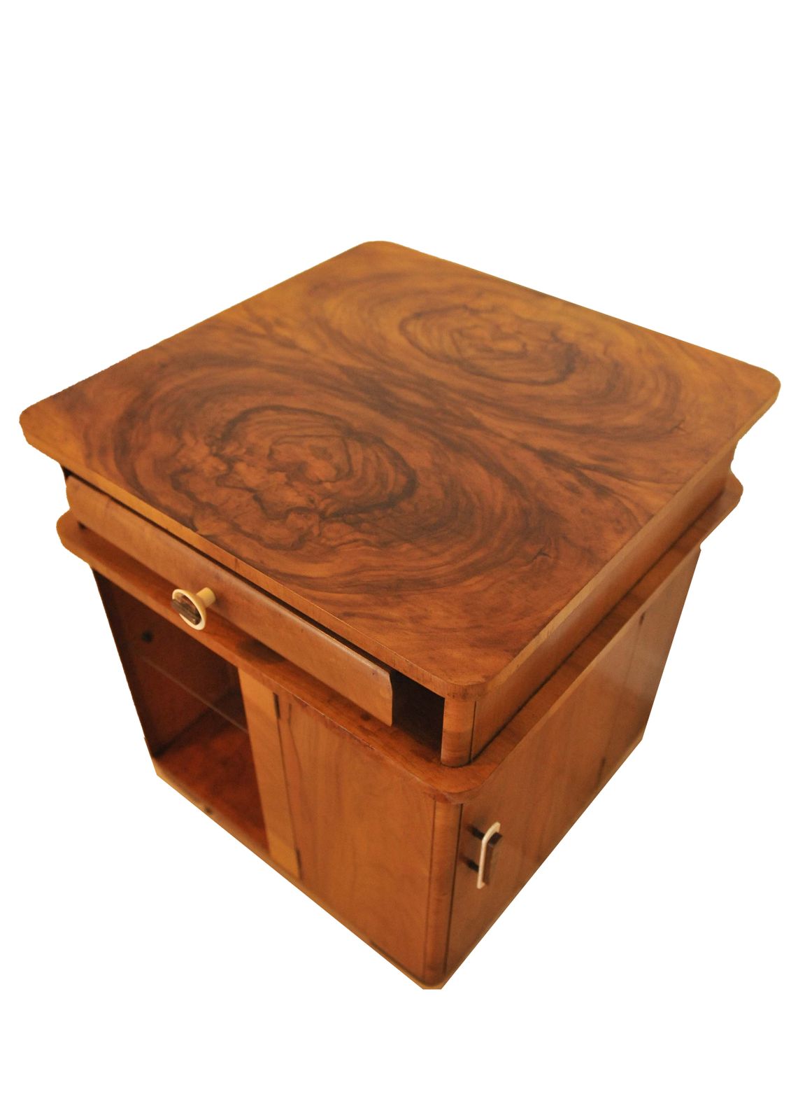 Art Deco "Multibeau" Cocktail Bar Cart Made Of Burr Walnut Veneer 1930's photo 2000.0