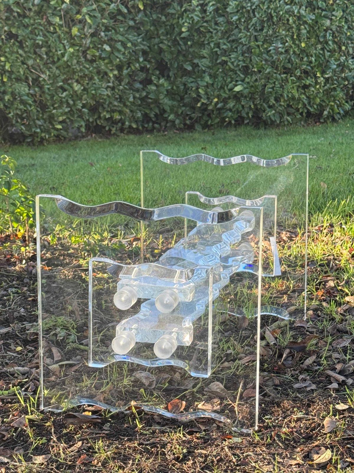 Hollywood Regency Lucite/Plexiglass Coffee Table With Glass Top 1953 photo vinterior