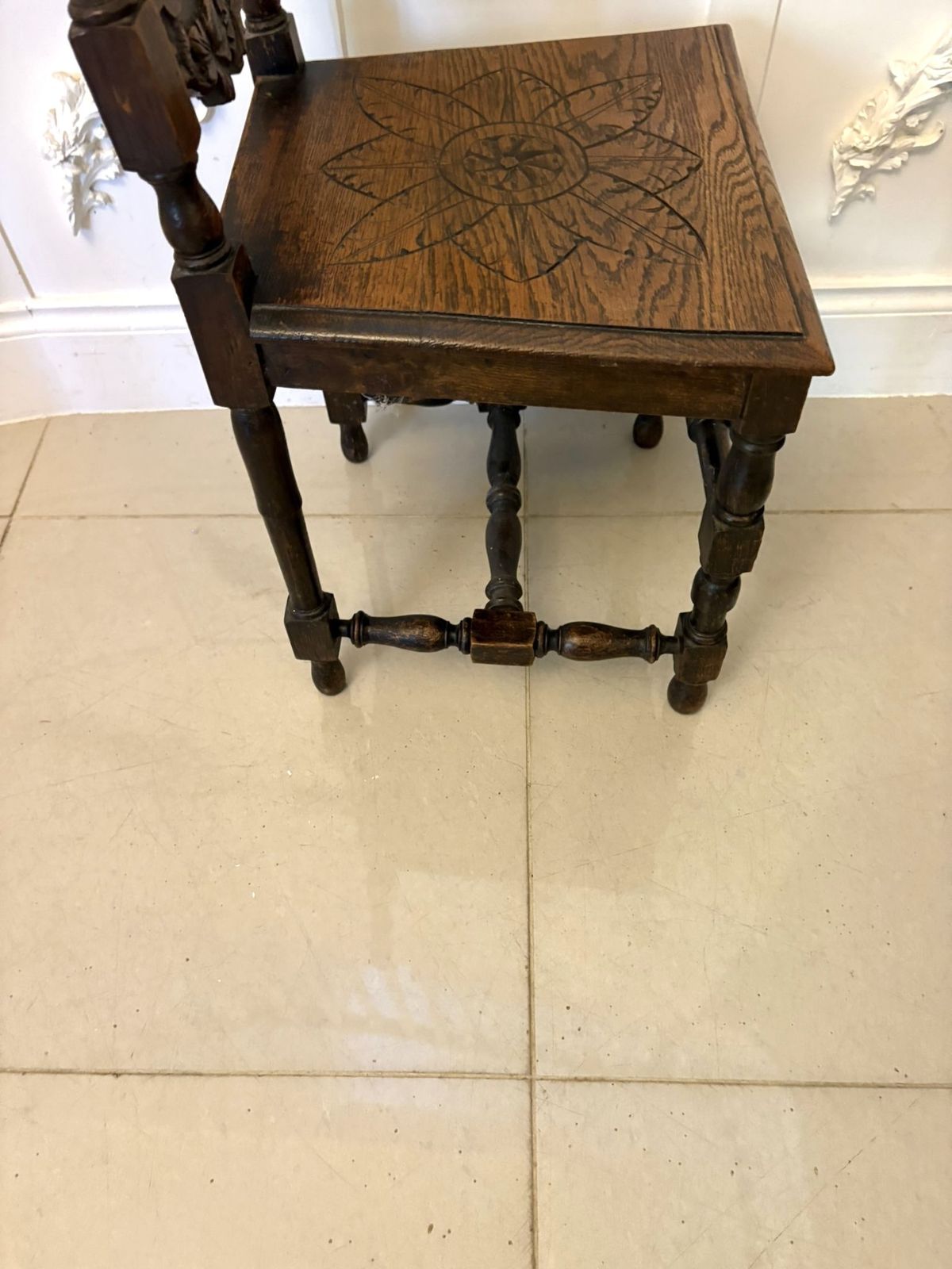 Antique 19th Century Pair Of Quality Carved Oak Side Chairs photo for sale