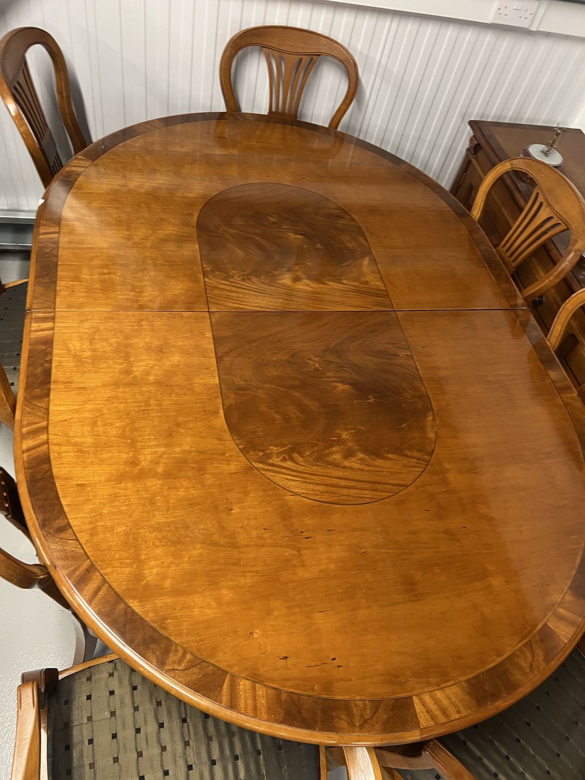 Large Cherry Wood Pedestal Dining Table And 8 Chairs photo 200.0