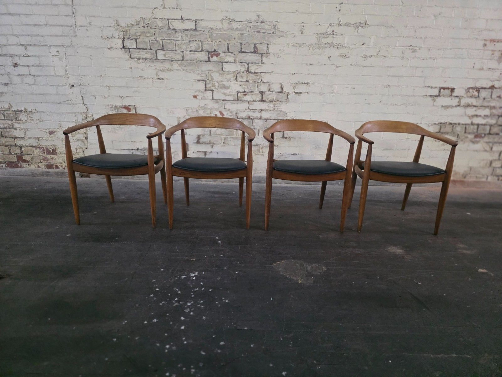 Set Of 4 Danish Teak Mid Century Elbow Chairs photo furniture