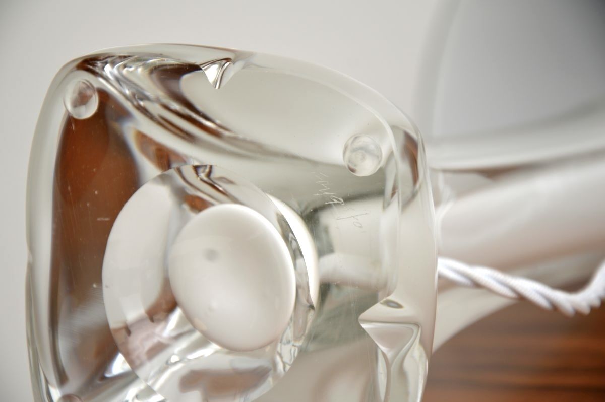 1625.0 Pair Of Vintage Swedish Glass Table Lamps By Paul Kedelv For Flygsfors photo