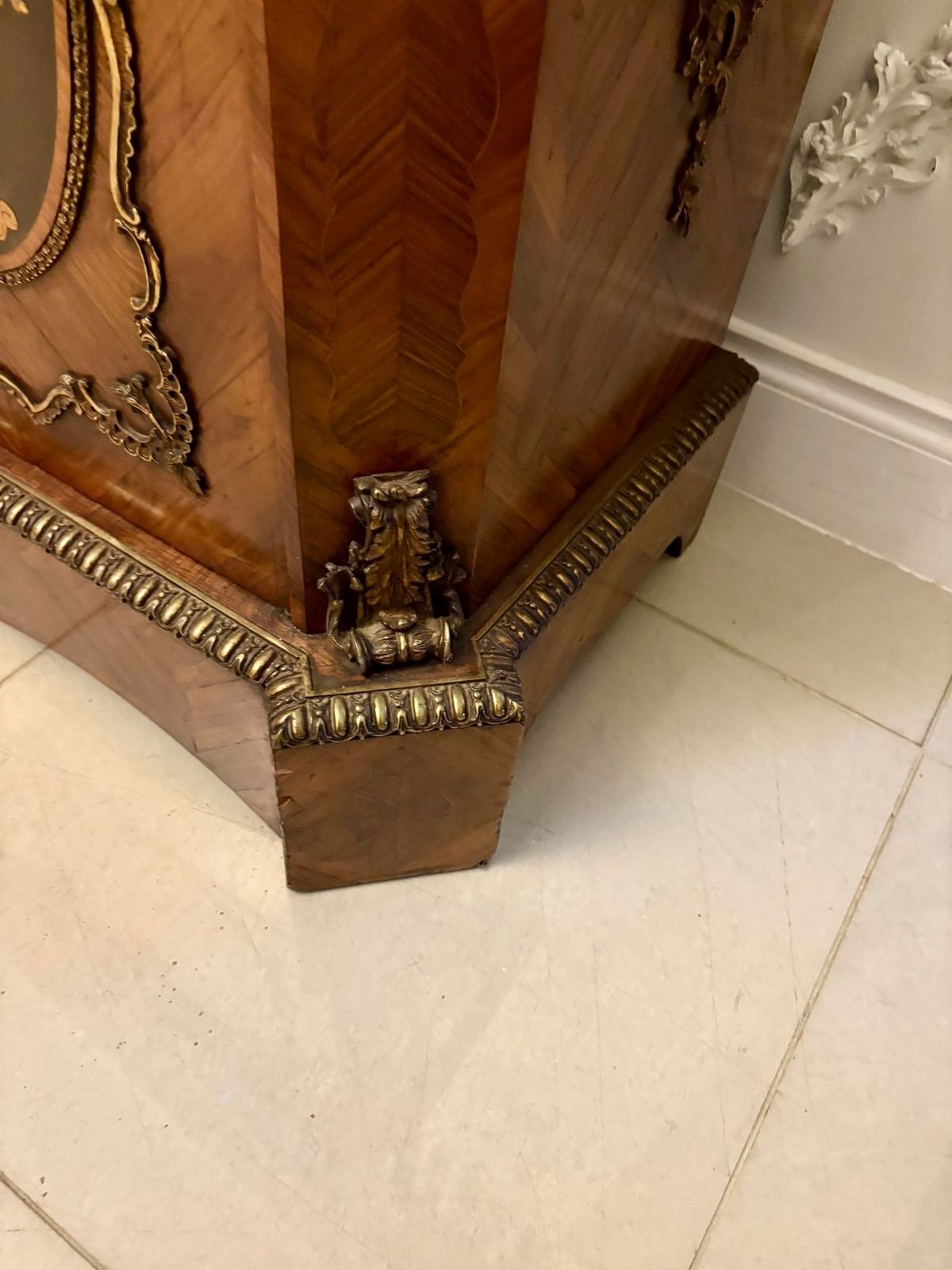 Exceptional Quality Antique French Louis XVI Style Marble Top Side Cabinet photo vintage