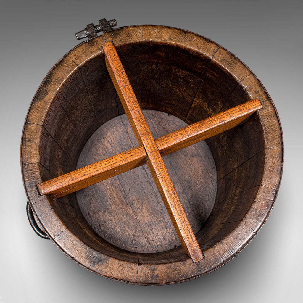 Antique Coopered Stick Stand, English, Oak, Barrel, Umbrella Loop, Victorian photo buy
