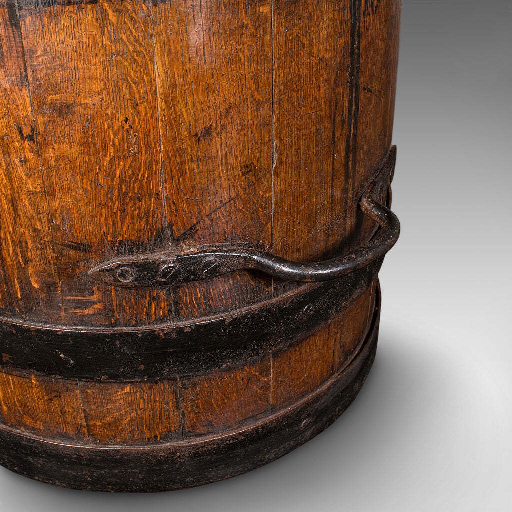 photo furniture Antique Coopered Stick Stand, English, Oak, Barrel, Umbrella Loop, Victorian