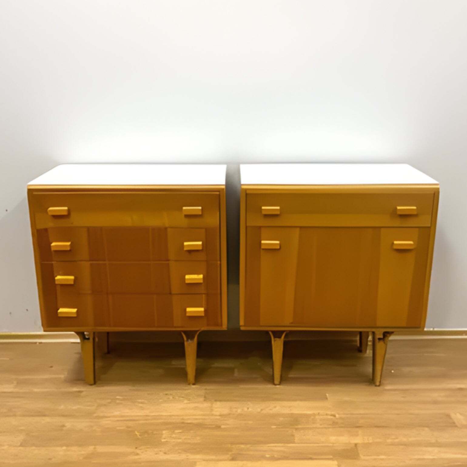 Set Of 2 Retro Cabinets By F. Mezulánik, Brussels Style, 1960s photo buy