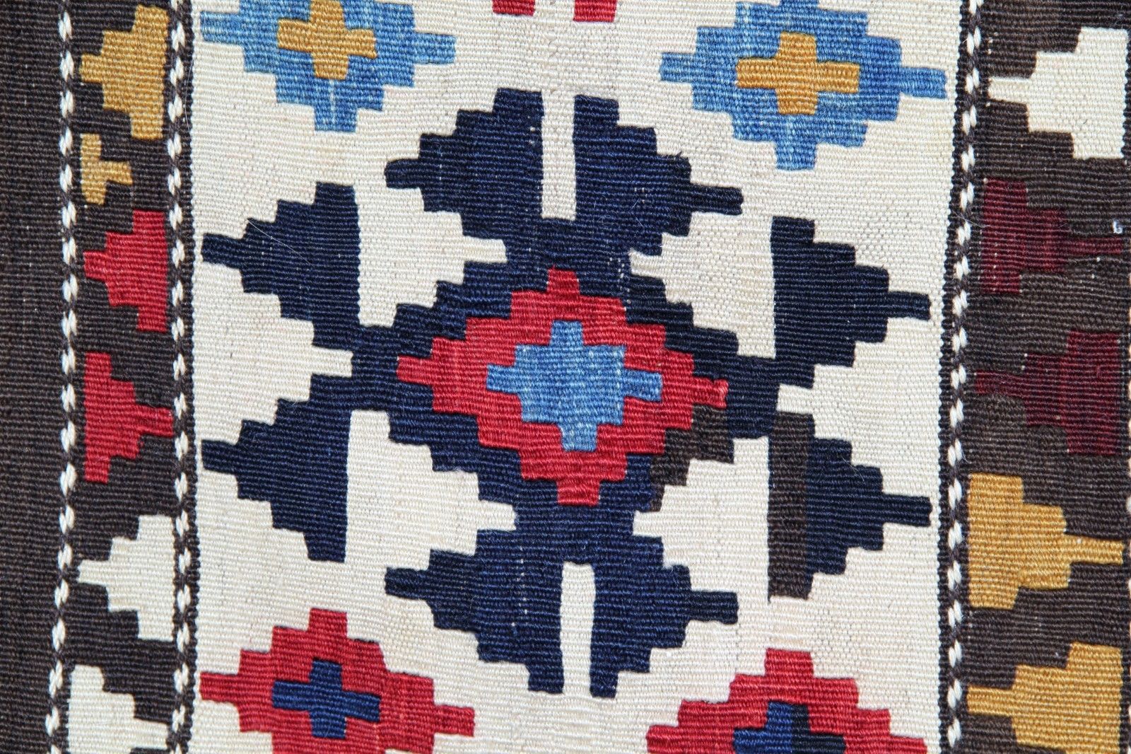 Shirvan Kilim Runner Rug 1940s Tribal Striped Geometric Wool 340x160cm photo 4400.0