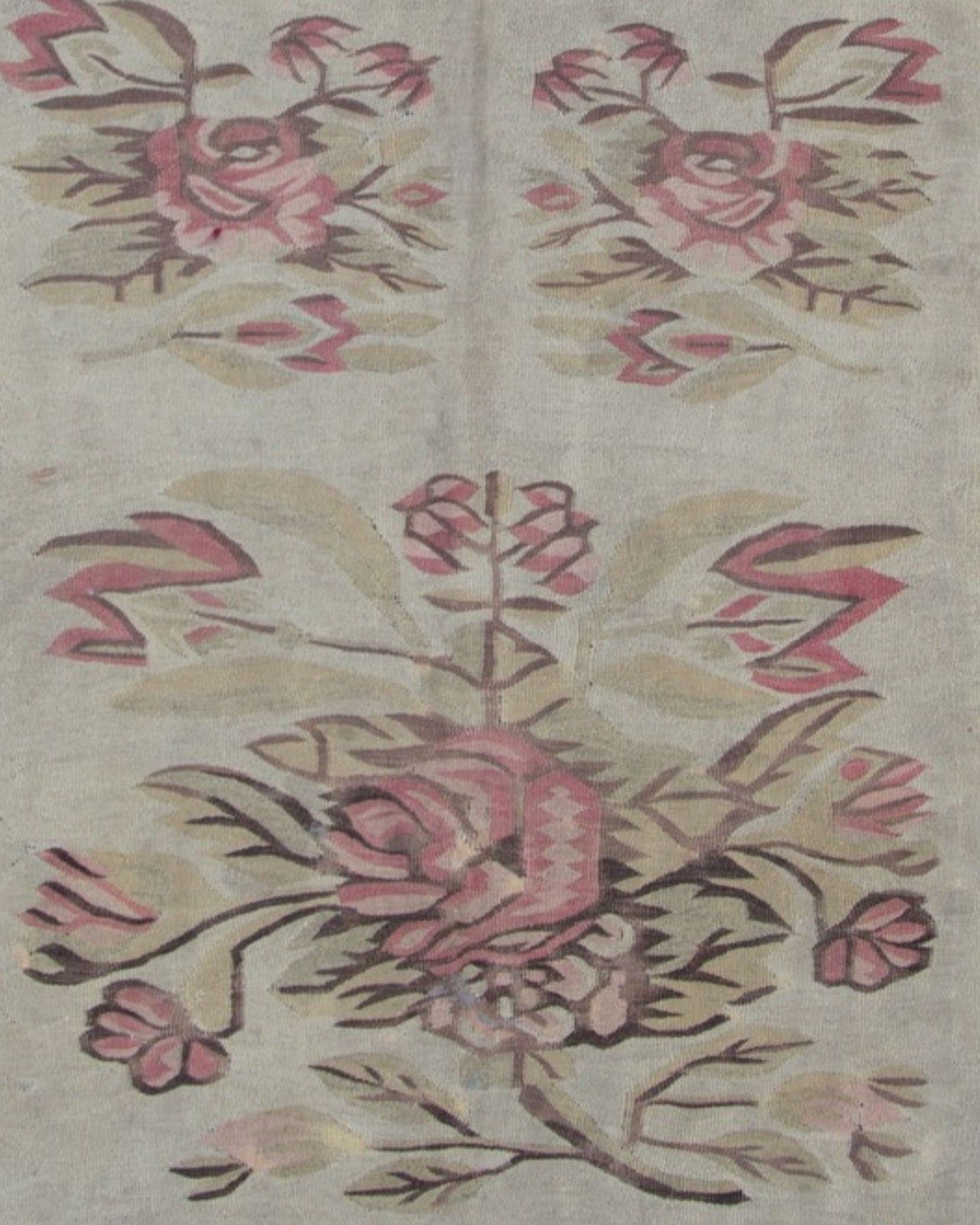 Pink & Blue Bessarabian Kilim Rug 1870s Floral Wool Flatweave Carpet 176x271cm photo vinterior