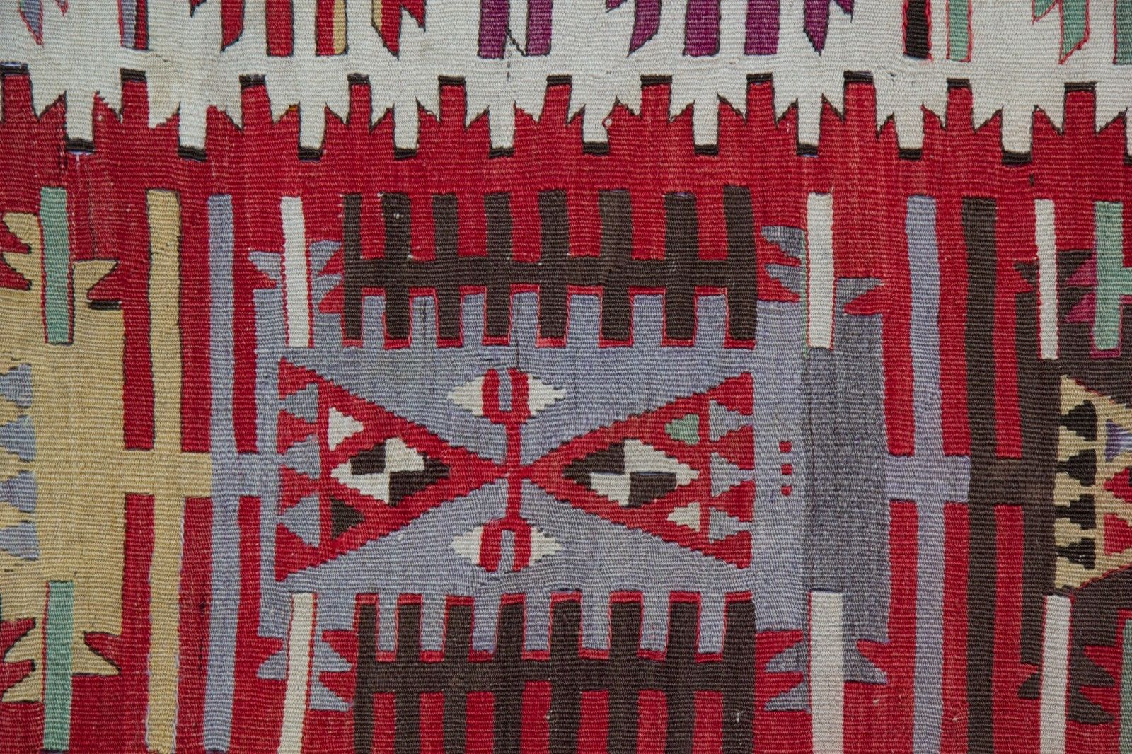 Turkish Kilim Runner 1890s Tribal Geometric Wool Flatweave 390x163cm photo vintage