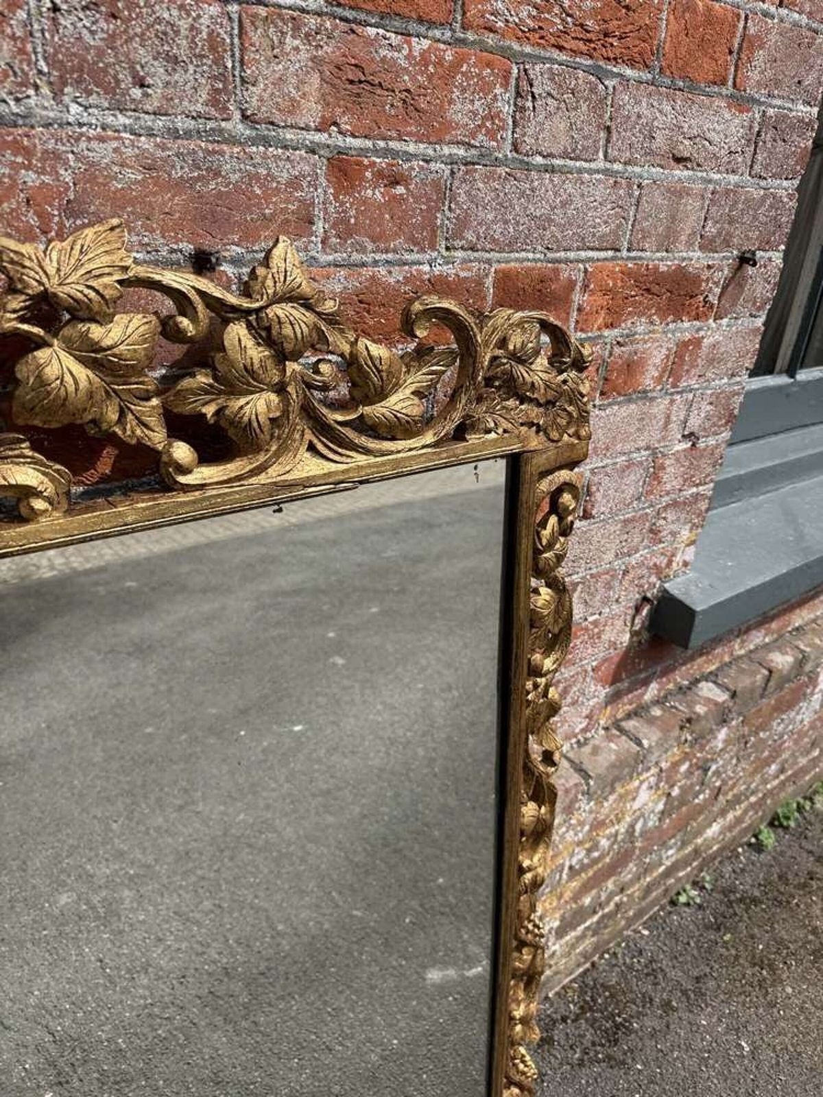 A Delightful Large Antique English 19th C Ornate Framed Overmantle Mirror. photo for sale