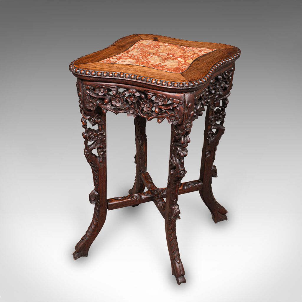 Small Antique Jardiniere Stand Oriental Marble Wine Lamp Table Victorian