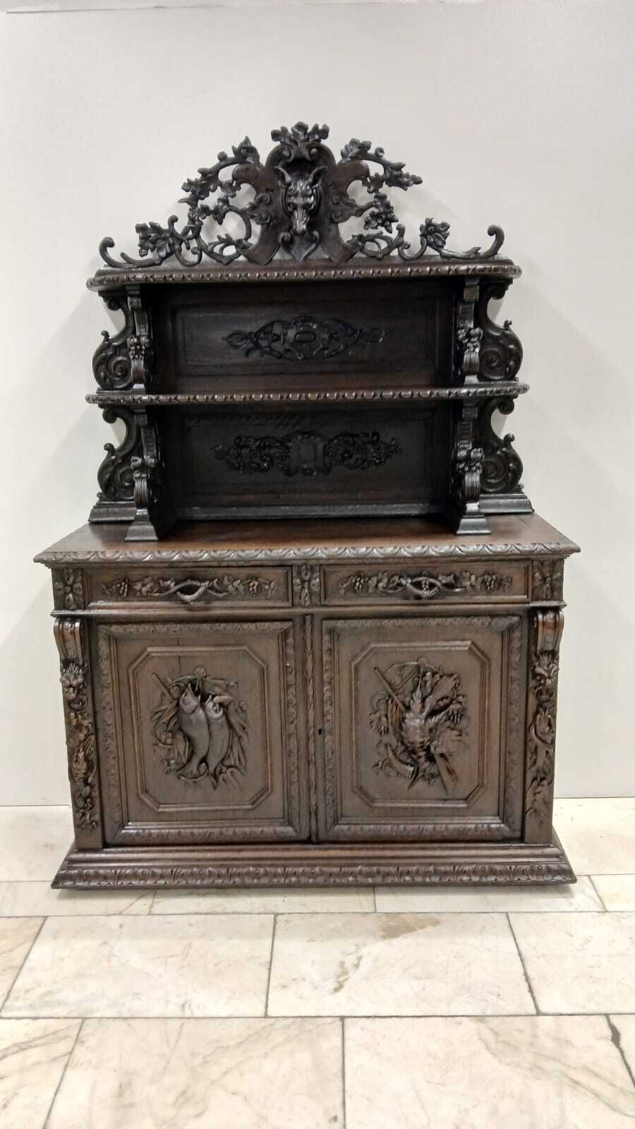 Antique Oak Carved French Renaissance Hunters Sideboard photo Furniture