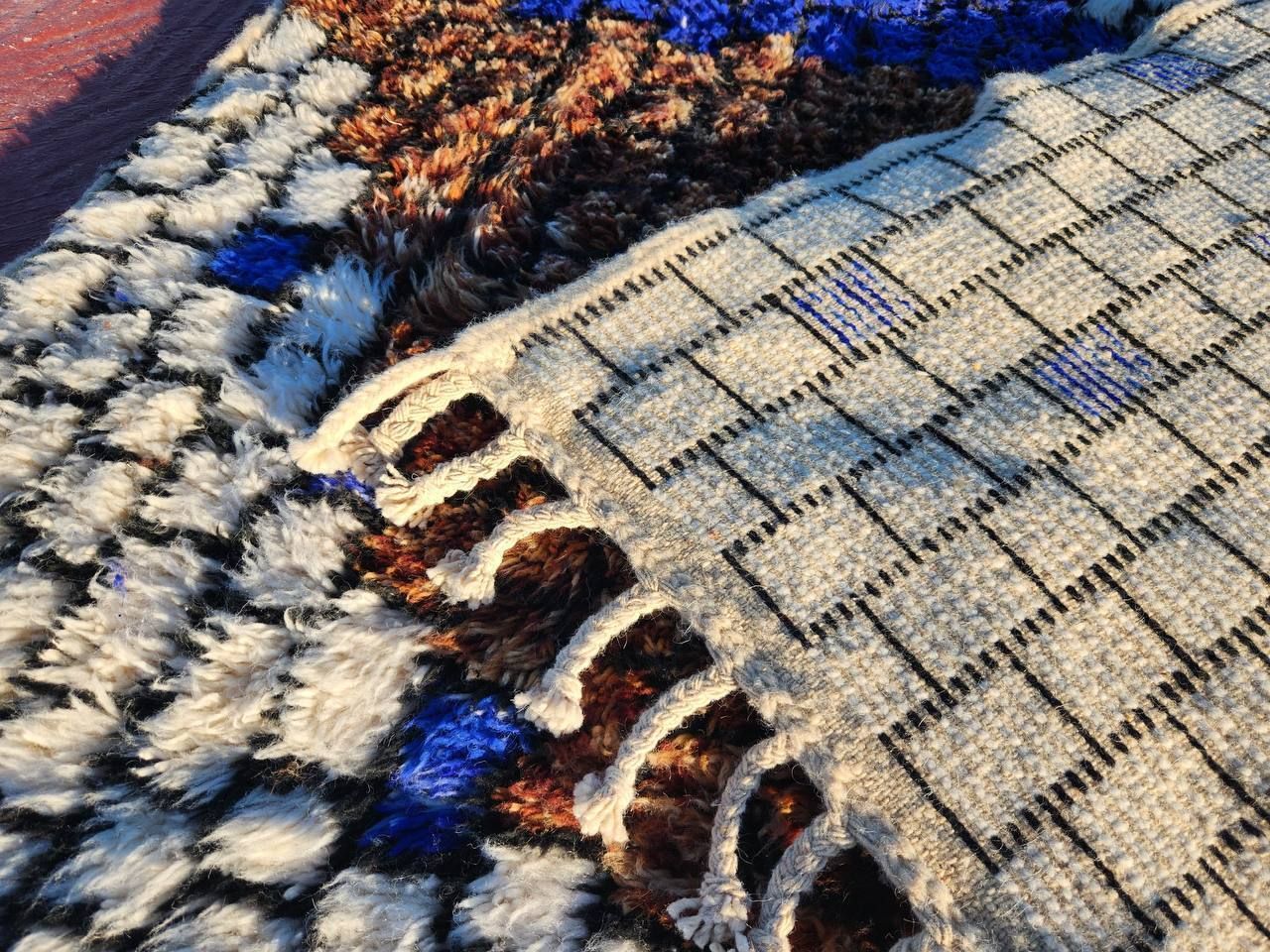 Authentic High Quality Beni Ouarain Rug – 300x200 Cm | Handwoven Moroccan Wool Carpet | Blue & Earthy Tones photo for sale