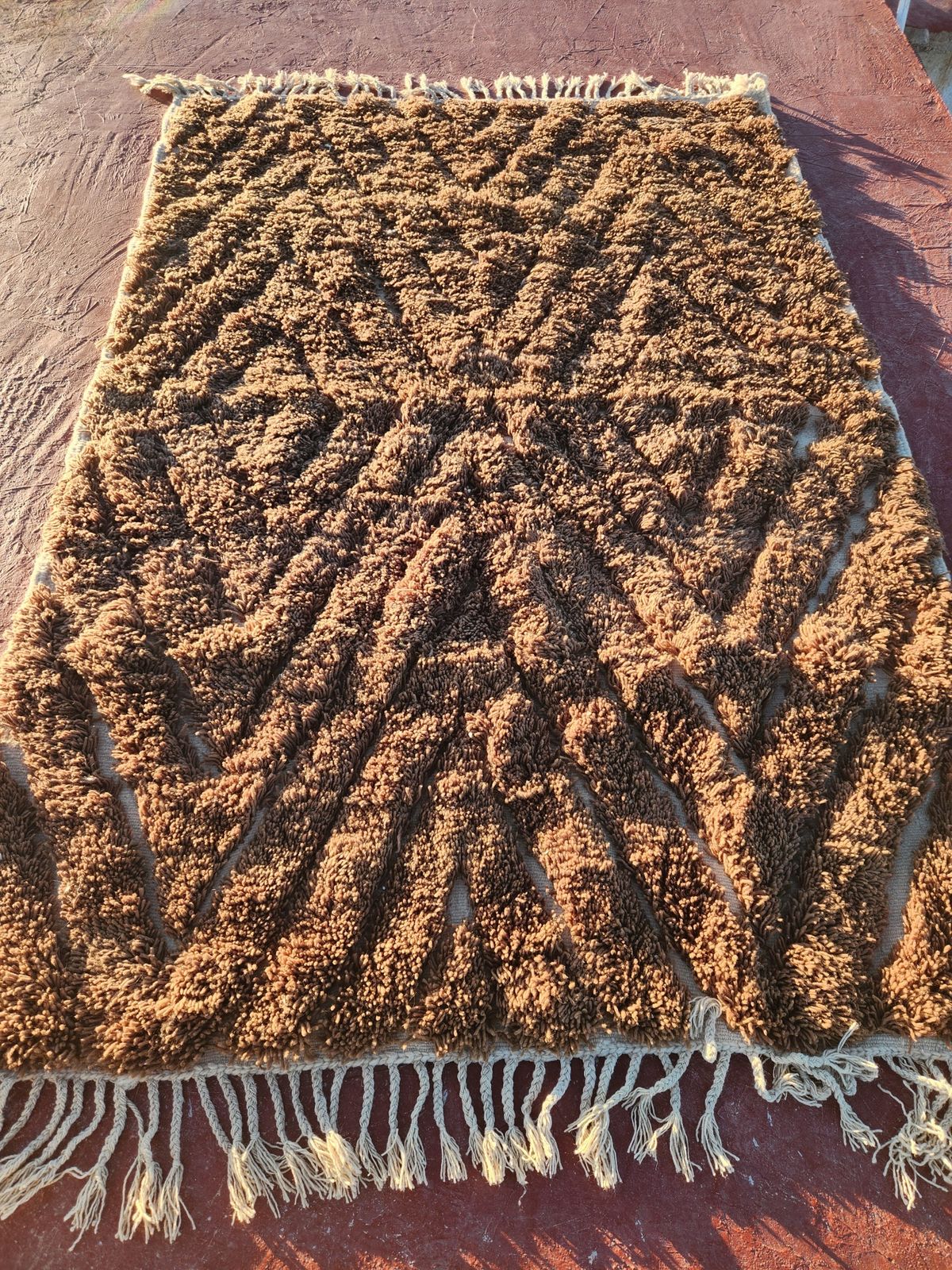 Luxurious Statement: Extra Large Chocolate Brown Moroccan Shaggy Rug photo Textiles