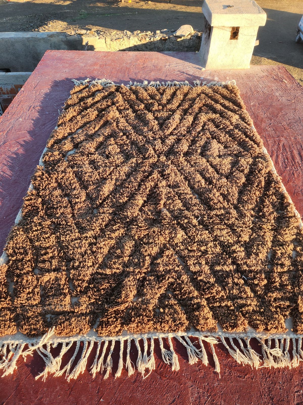 Luxurious Statement: Extra Large Chocolate Brown Moroccan Shaggy Rug photo 680.0