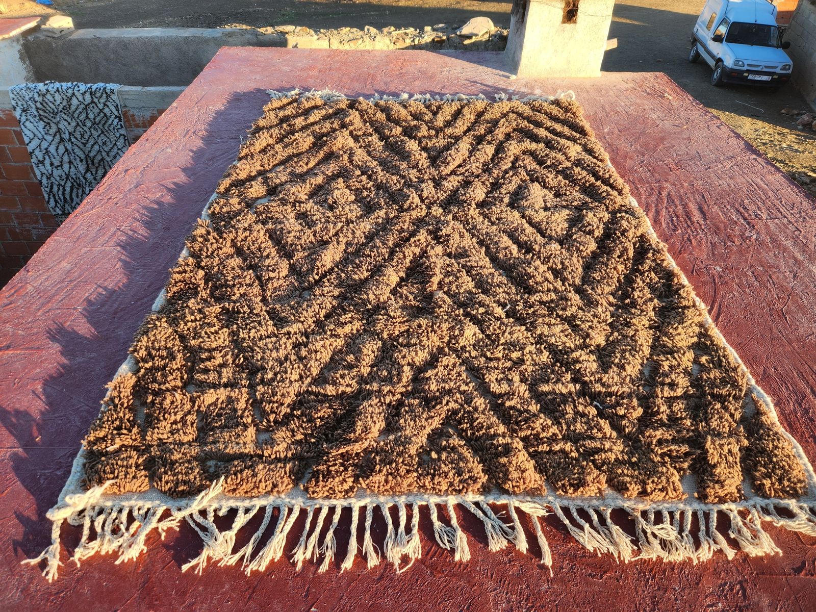 Luxurious Statement: Extra Large Chocolate Brown Moroccan Shaggy Rug