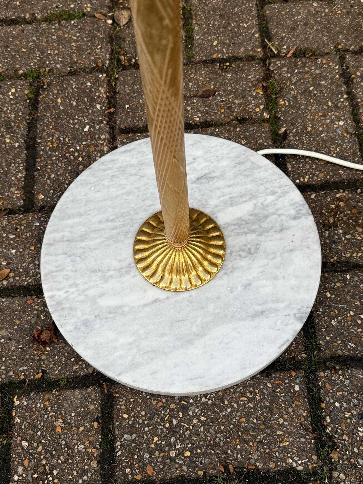 Vintage 1970s/80s Brass And Marble Floor Lamp With White Stone Detail Hollywood Regency   Working Pat Tested photo for sale