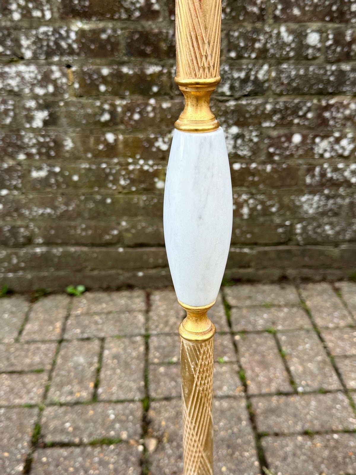 Vintage 1970s/80s Brass And Marble Floor Lamp With White Stone Detail Hollywood Regency   Working Pat Tested photo Lighting