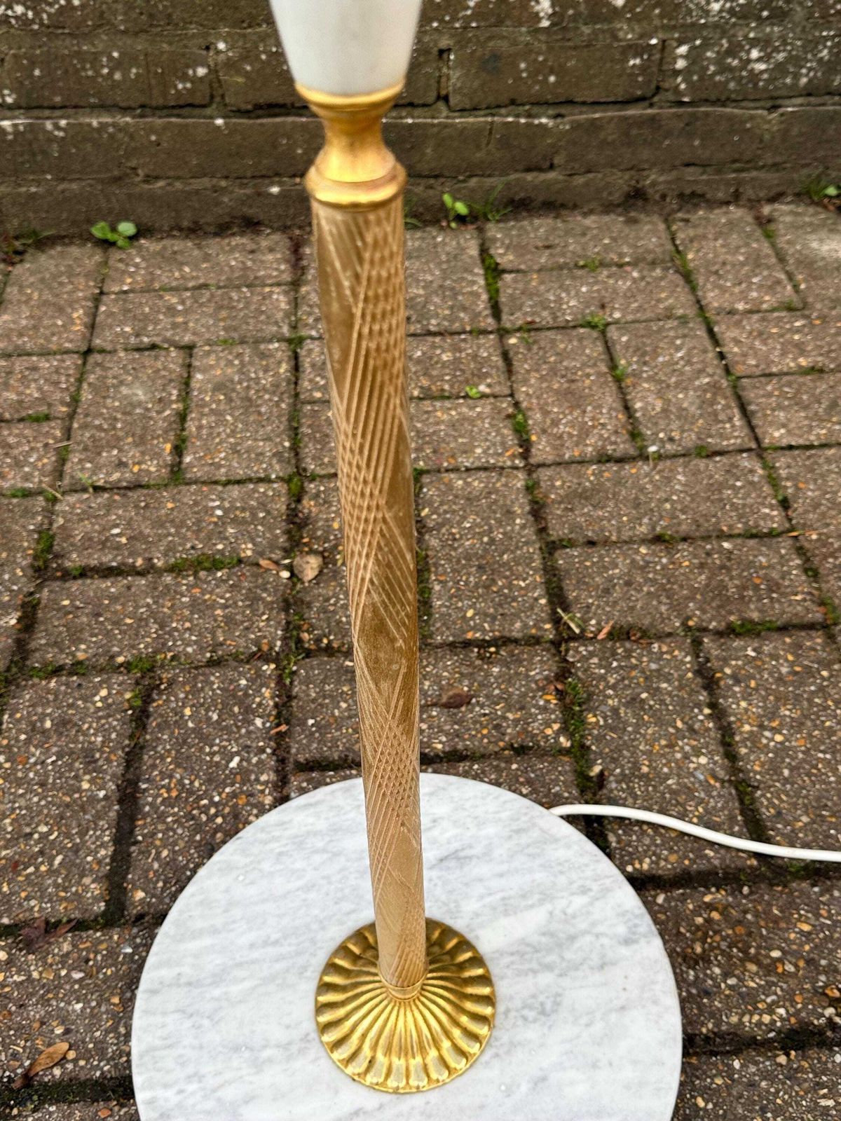 Vintage 1970s/80s Brass And Marble Floor Lamp With White Stone Detail Hollywood Regency   Working Pat Tested photo buy